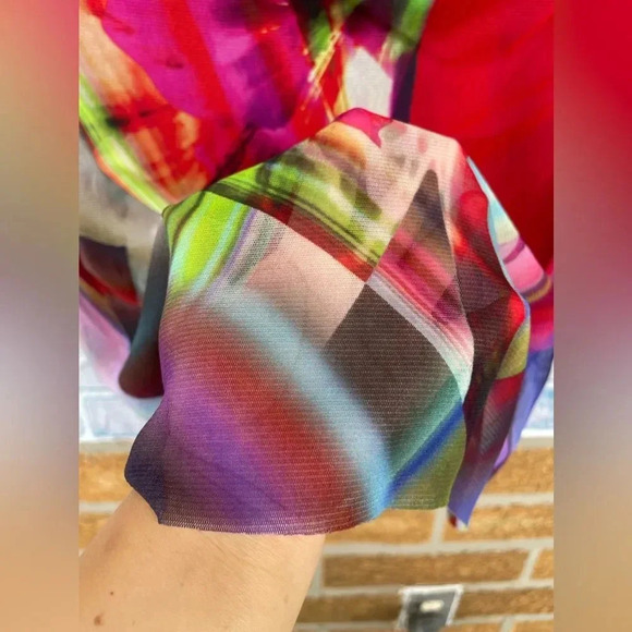 Elana kattan Watercolour Print mesh dress size small - Picture 5 of 8